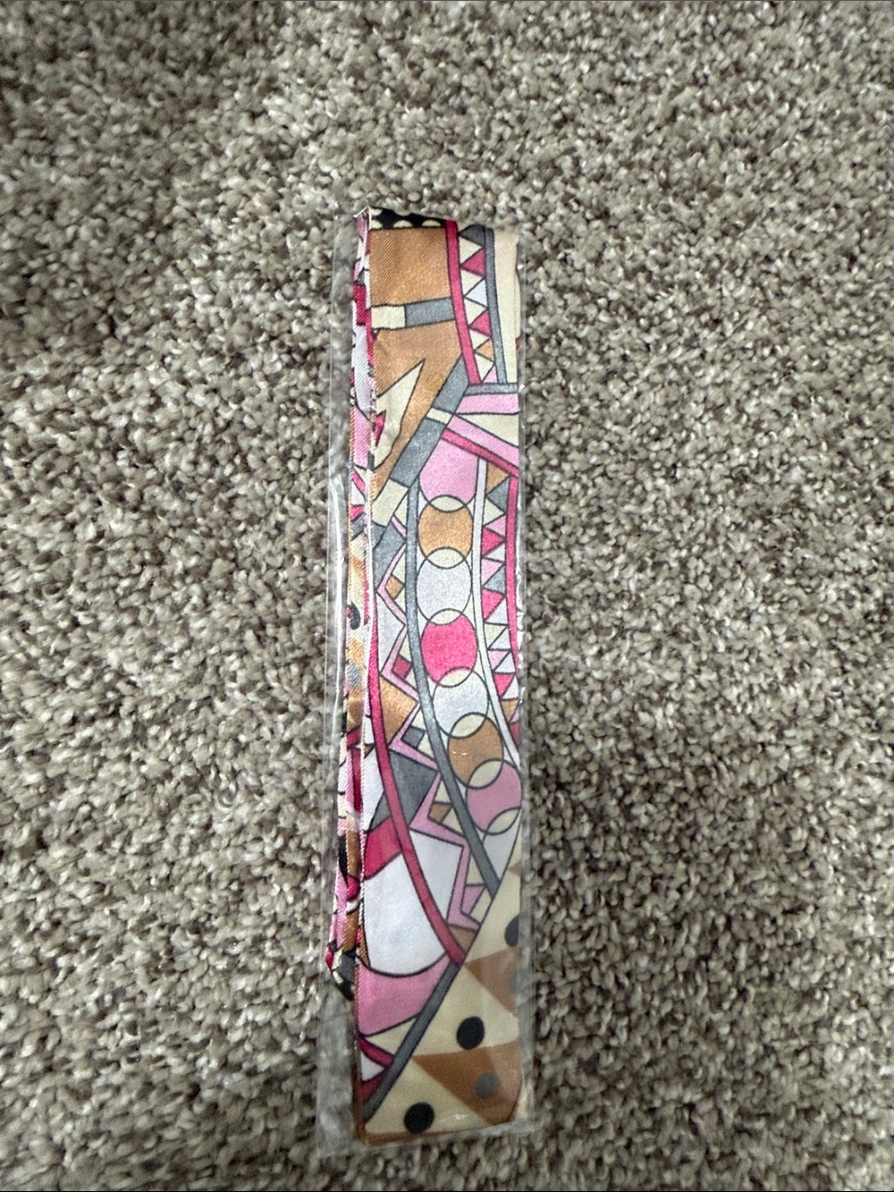 Geometric Pink & Gold Silk Scarf Tie